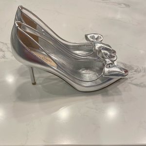 Valentino Garavani Silver Bow Pump Heels